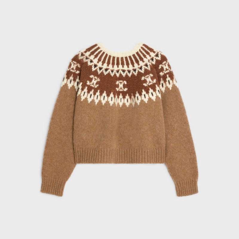 Pleteniny Celine Crew Neck In Triomphe Fair Isle Vlna Hnede | CL-592706