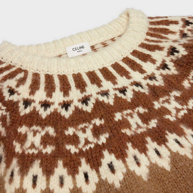 Pleteniny Celine Crew Neck In Triomphe Fair Isle Vlna Hnede | CL-592706