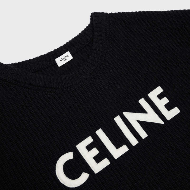 Pleteniny Celine Oversized In Rebrovaný Vlna Čierne | CL-592101