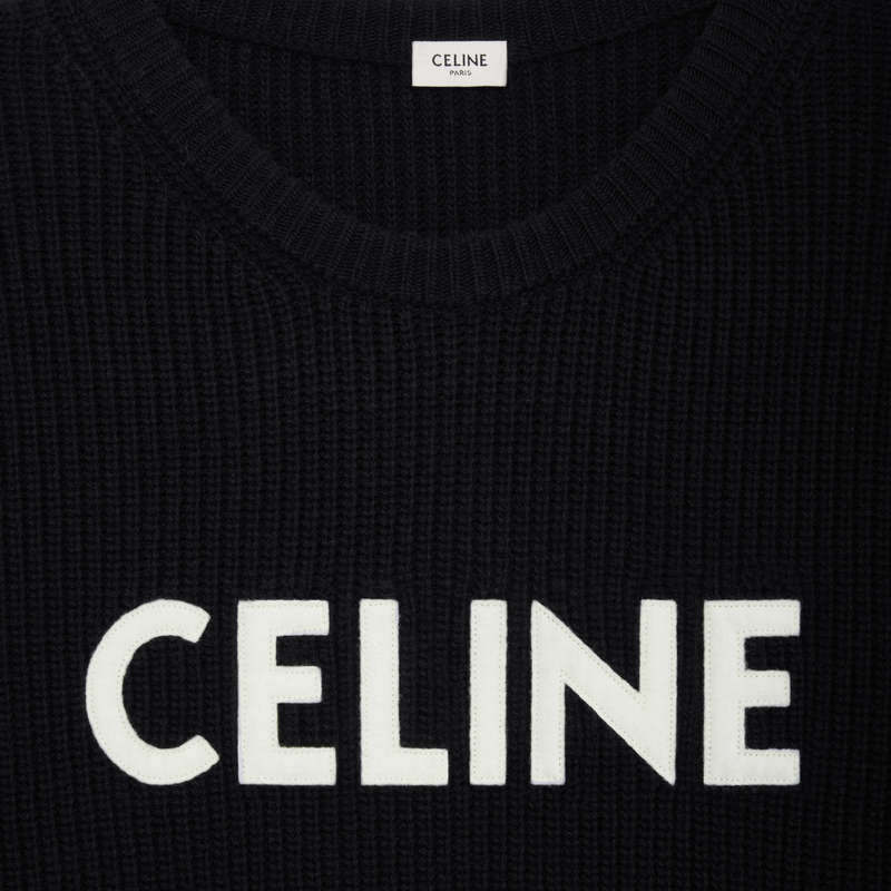 Pleteniny Celine Oversized In Rebrovaný Vlna Čierne | CL-592101