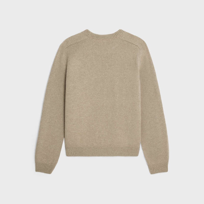 Pleteniny Celine Triomphe Crew Neck In Vlna And Cashmere Hnede | CL-592099