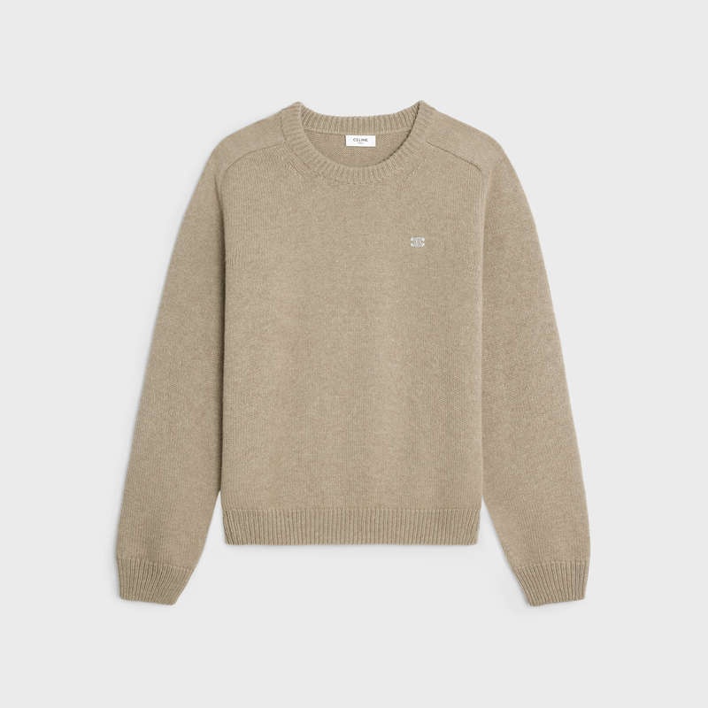 Pleteniny Celine Triomphe Crew Neck In Vlna And Cashmere Hnede | CL-592099