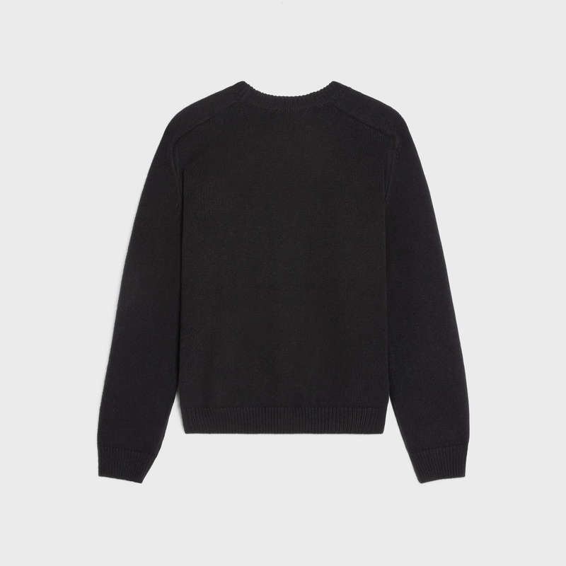 Pleteniny Celine Triomphe Crew Neck In Vlna And Cashmere Čierne Biele | CL-592094