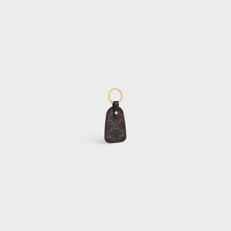 Pouches Celine Key Holder In Triomphe Platene And Calfskin Čierne | CL-592893