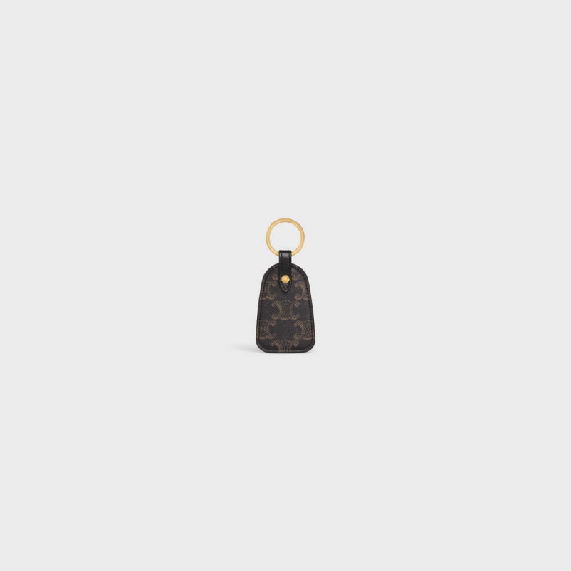 Pouches Celine Key Holder In Triomphe Platene And Calfskin Čierne | CL-592893