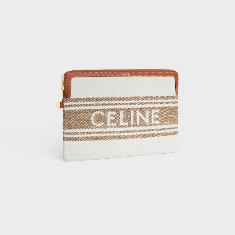 Pouches Celine Remienkove In Pruhované Textilne With Celine Jacquard Hnede Hnede | CL-592887