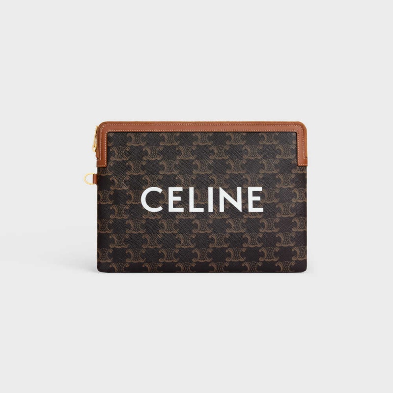 Pouches Celine Remienkove In Triomphe Platene And Hnede | CL-592888