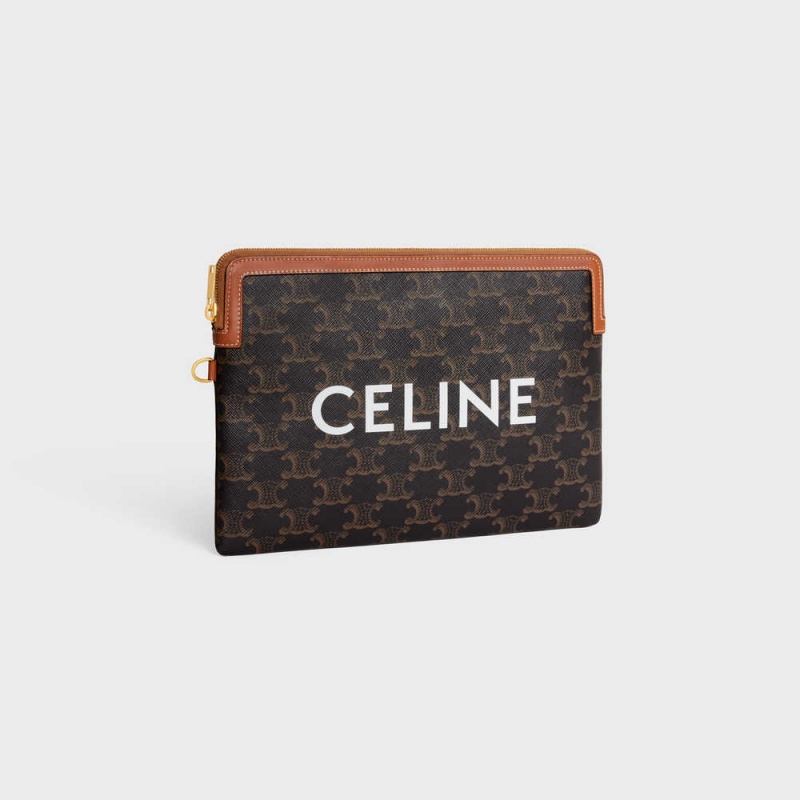 Pouches Celine Remienkove In Triomphe Platene And Hnede | CL-592888