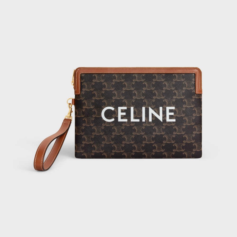 Pouches Celine Remienkove In Triomphe Platene And Hnede | CL-592888