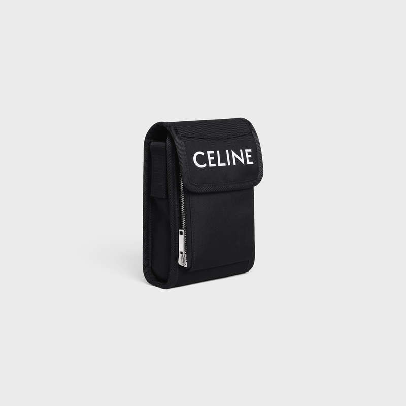 Pouches Celine Treking Flap Phone Pouch In Nylon With Celine Print Čierne | CL-591783