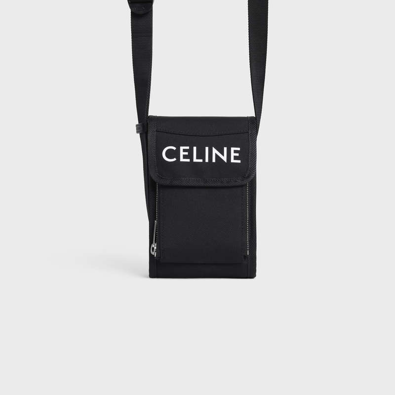 Pouches Celine Treking Flap Phone Pouch In Nylon With Celine Print Čierne | CL-591783