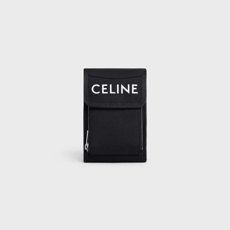 Pouches Celine Treking Flap Phone Pouch In Nylon With Celine Print Čierne | CL-591783