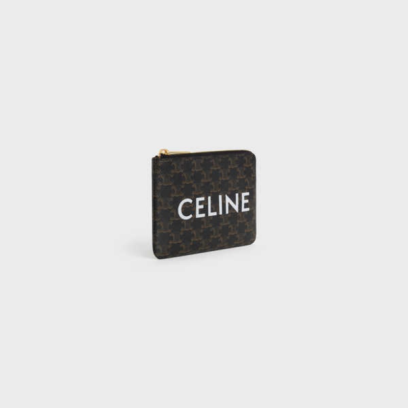 Puzdro na Karty Celine Coand Card Pouch Triomphe Platene Čierne | CL-592957