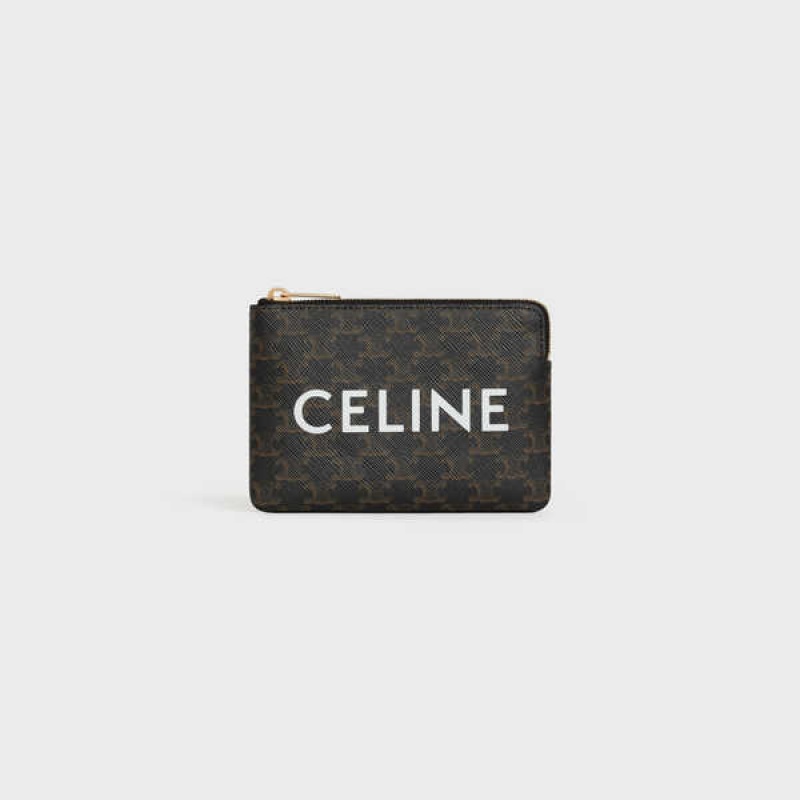 Puzdro na Karty Celine Coand Card Pouch Triomphe Platene Čierne | CL-592957