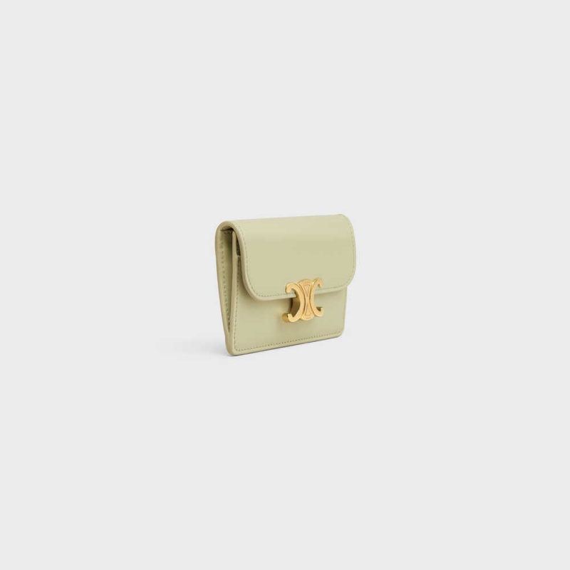 Puzdro na Karty Celine Flap Triomphe Shiny Calfskin Zelene | CL-592948