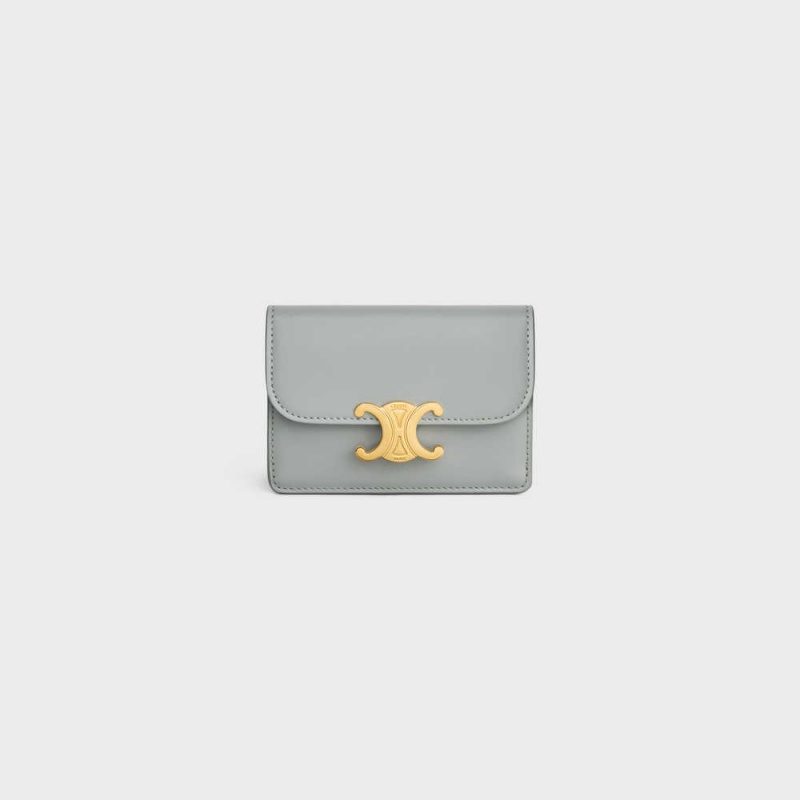 Puzdro na Karty Celine Flap Triomphe Shiny Calfskin Modre | CL-592947