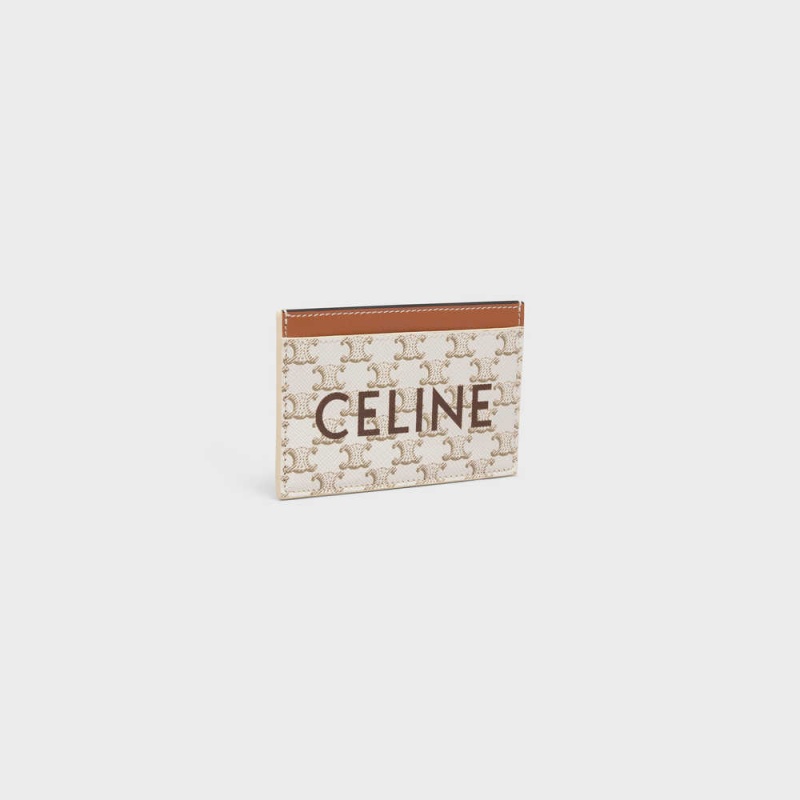 Puzdro na Karty Celine Triomphe Platene With Print Biele Hnede | CL-592960