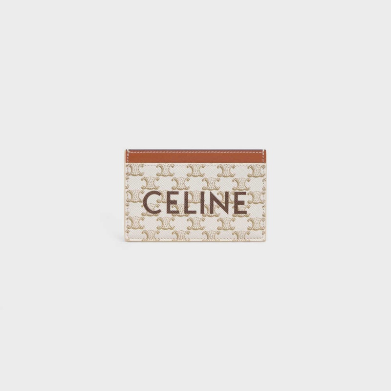 Puzdro na Karty Celine Triomphe Platene With Print Biele Hnede | CL-592960