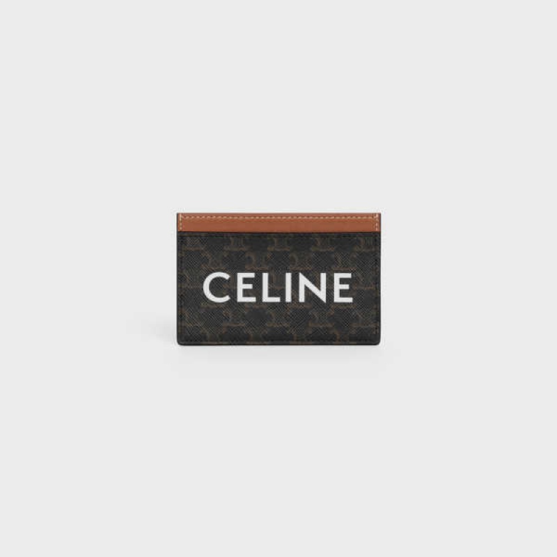 Puzdro na Karty Celine Triomphe Platene With Print Hnede | CL-592959