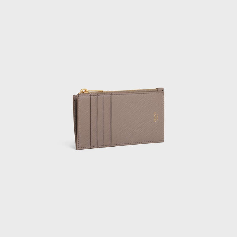 Puzdro na Karty Celine Zipped Compact Essentials In Grained Calfskin Siva | CL-591811