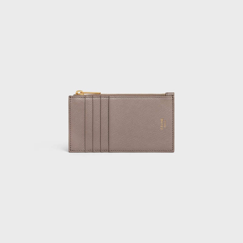 Puzdro na Karty Celine Zipped Compact Essentials In Grained Calfskin Siva | CL-591811