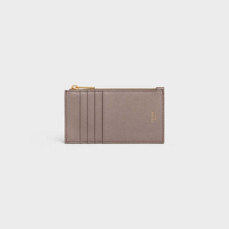 Puzdro na Karty Celine Zipped Compact Essentials Grained Calfskin Siva | CL-592963