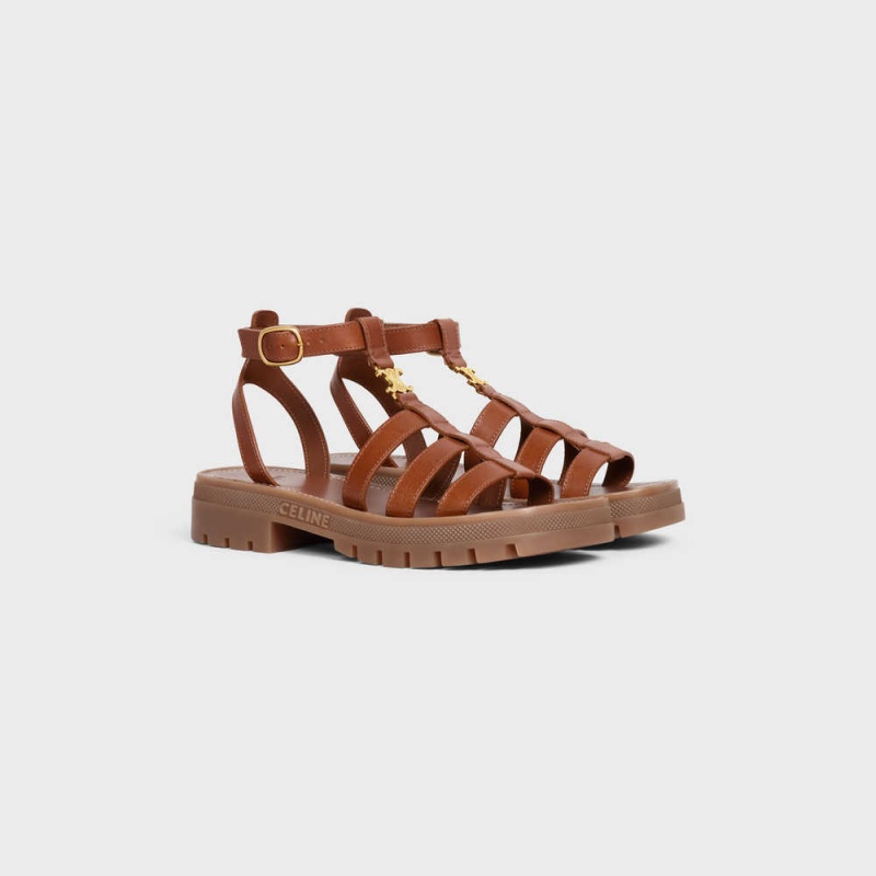 Sandale Celine Clea Triomphe Gladiator Robustný In Calfskin - Vegetal Tanning Hnede | CL-592574