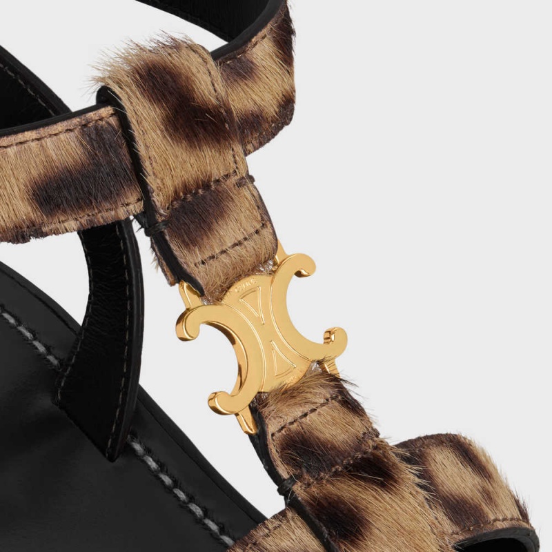 Sandale Celine Clea Triomphe Gladiator Robustný In Leopard Printed Hairy Calfskin Čierne Hnede Béžové | CL-592573