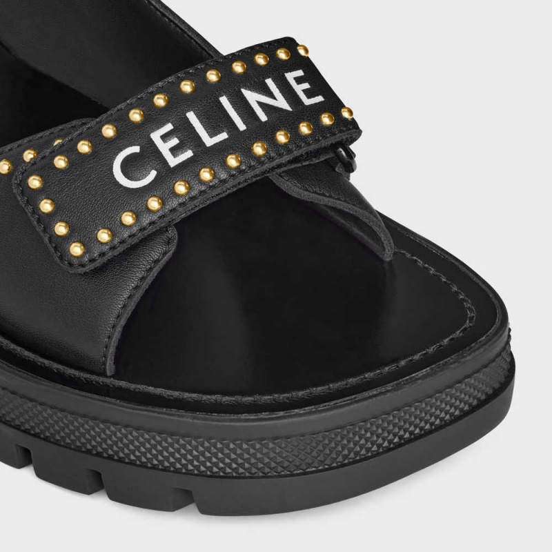 Sandale Celine Leo Studded Robustný In Calfskin Čierne | CL-592593