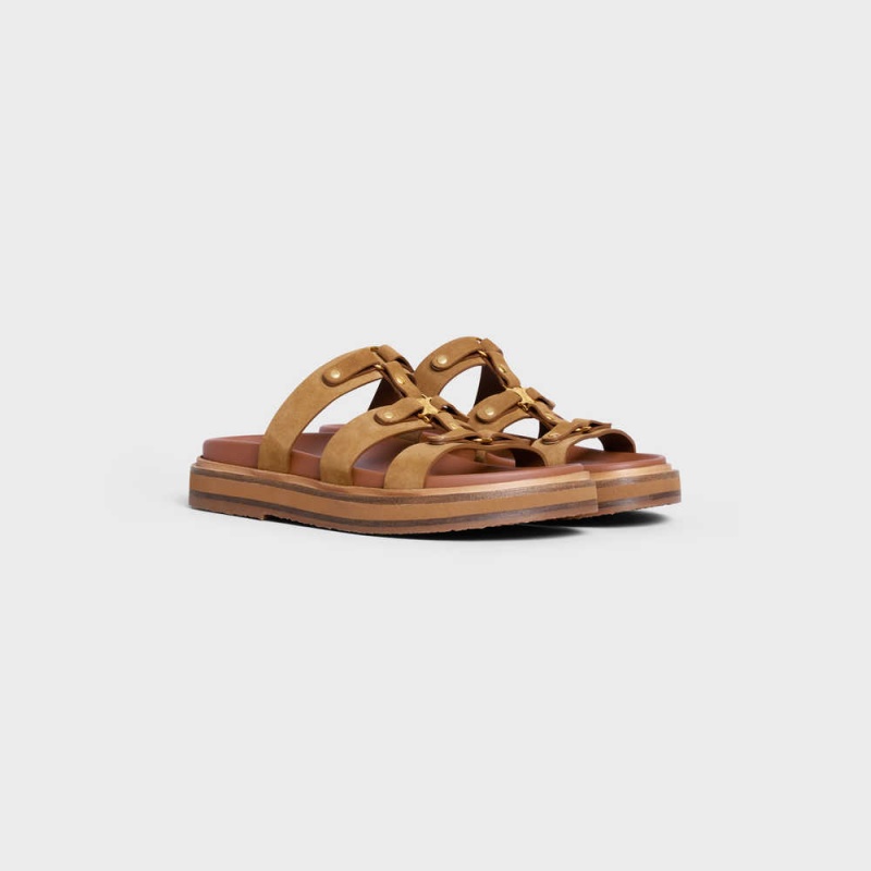 Sandale Celine Slides Tippi In Semisove Calfskin Hnede | CL-592581