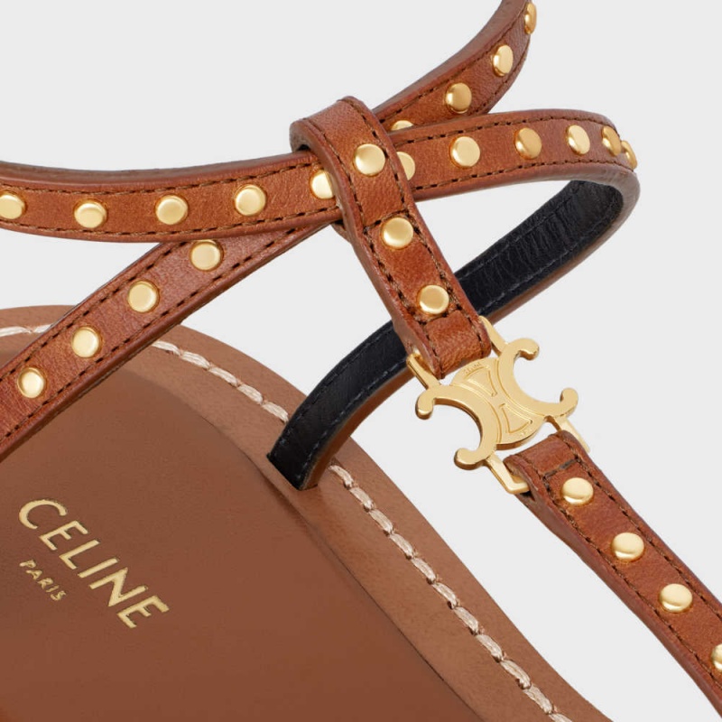 Sandale Celine Taillat Balerinky With Studs In Calfskin - Vegetal Tanning & Studs Hnede | CL-592587