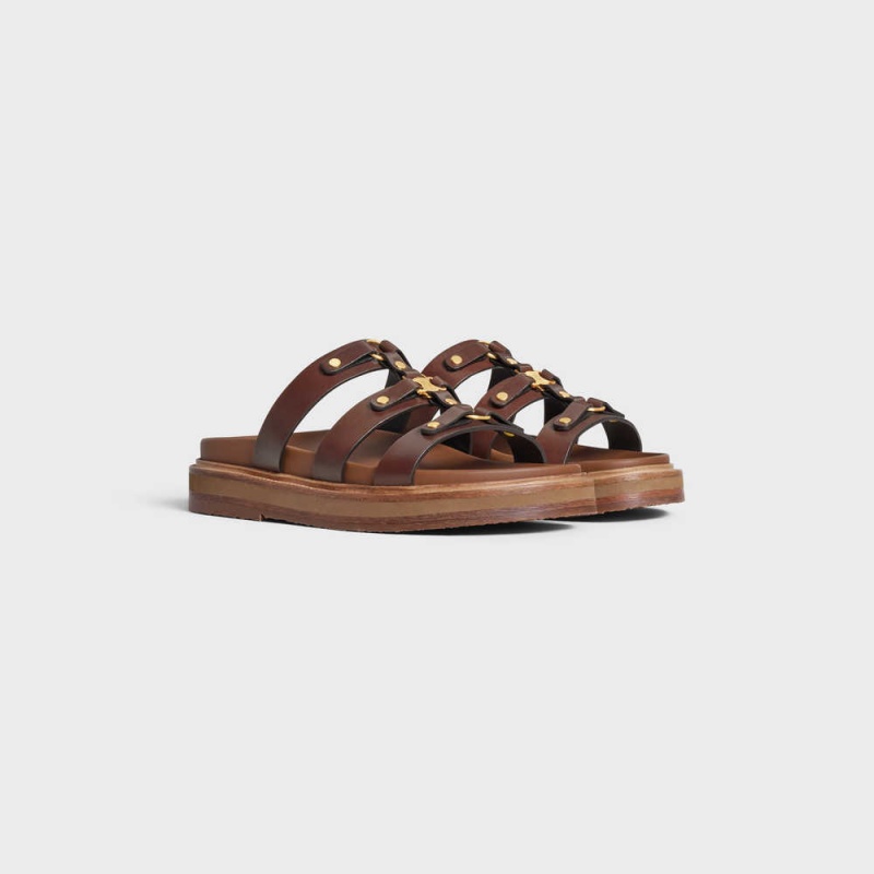 Sandale Celine Tippi Slides In Calfskin - Vegetal Tanning Tmavo Hnede | CL-592604