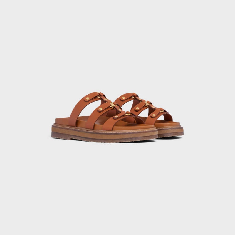 Sandale Celine Tippi Slides In Calfskin - Vegetal Tanning Hnede | CL-592580