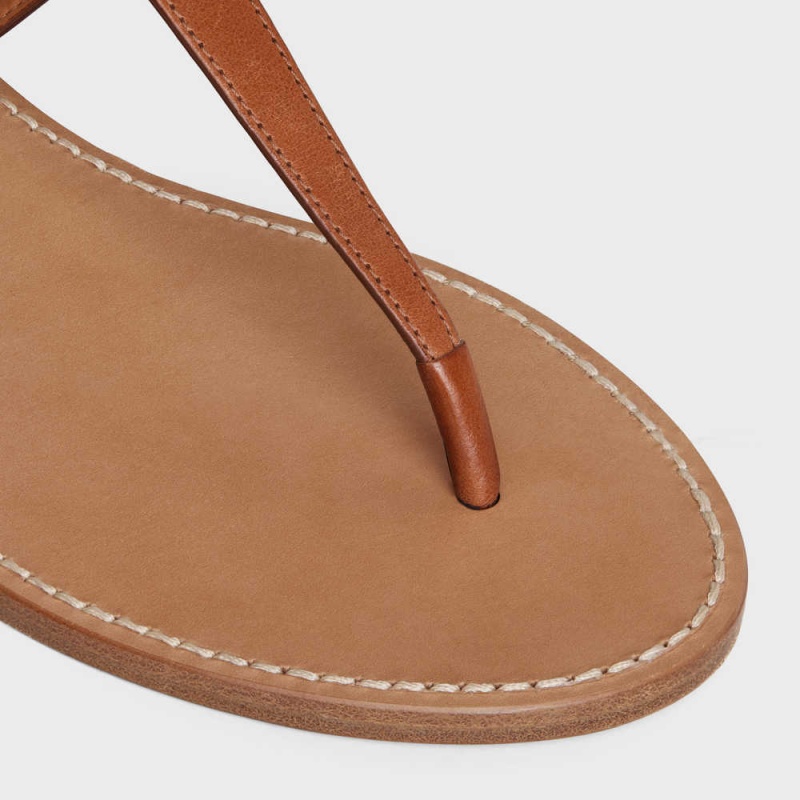 Sandale Celine Triomphe Tanga In Vegetable - Tanned Calfskin Hnede | CL-592590