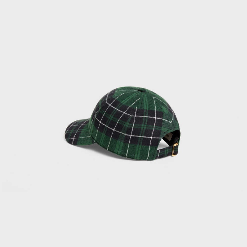 Siltovka Celine Triomphe Baseball In Checked Flannel Zelene Čierne | CL-592359