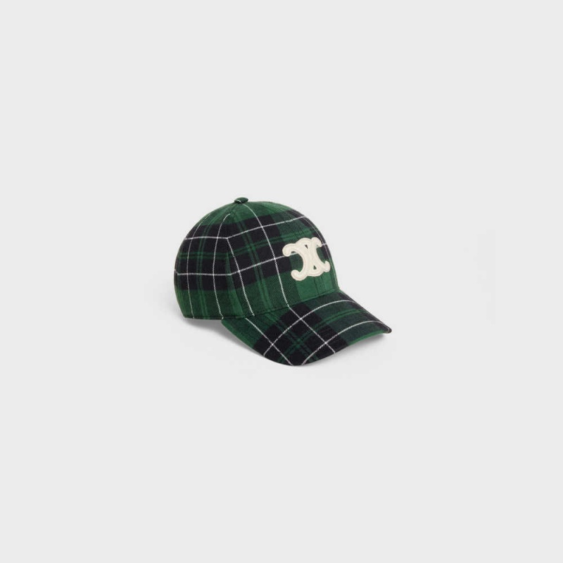 Siltovka Celine Triomphe Baseball In Checked Flannel Zelene Čierne | CL-592359