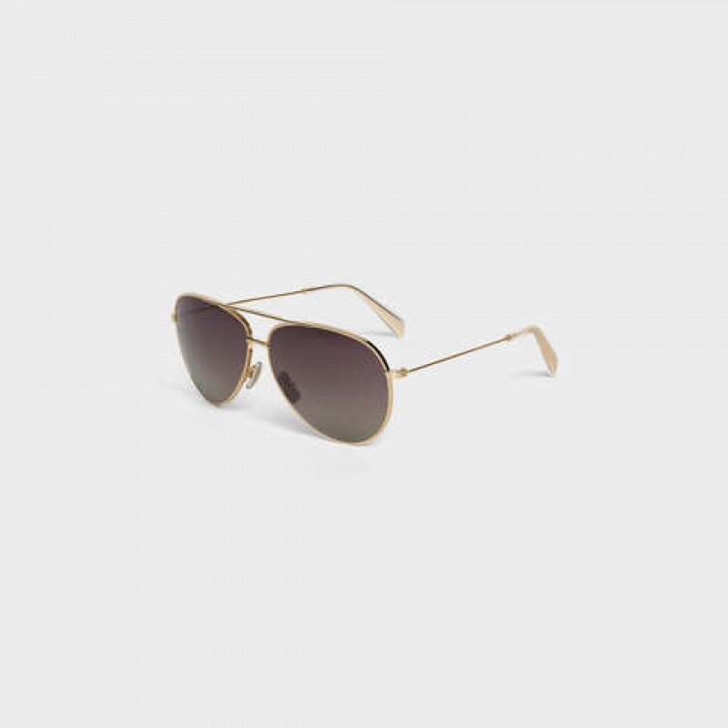 Slnecne Okuliare Celine Metal Frame 01 In Metal With Polarized Lenses Zlate Siva | CL-591758