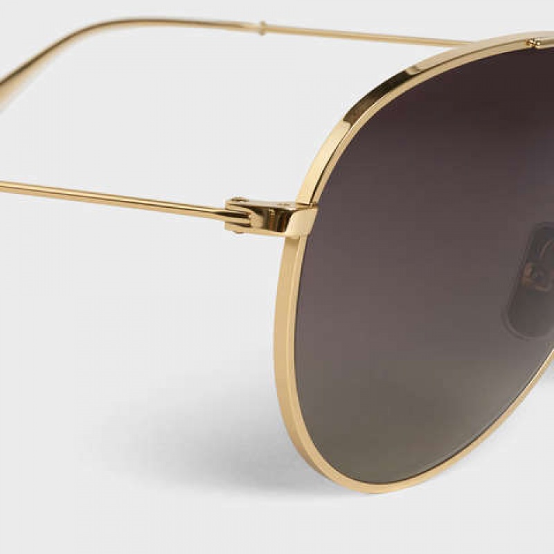 Slnecne Okuliare Celine Metal Frame 01 In Metal With Polarized Lenses Zlate Siva | CL-591758