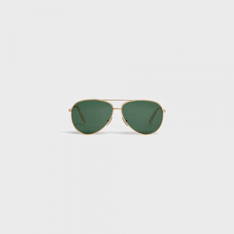 Slnecne Okuliare Celine Metal Frame 01 In Metal With Mineral Glass Lenses Zlate Zelene | CL-591757