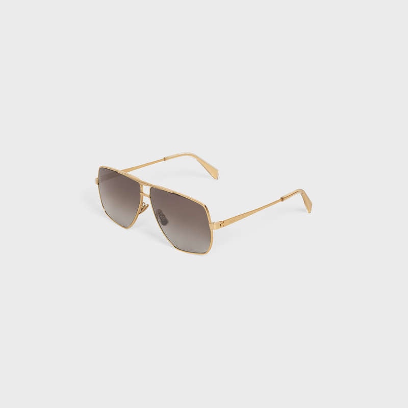 Slnecne Okuliare Celine Metal Frame 25 In Metal With Polarized Lenses Zlate Hnede | CL-591754