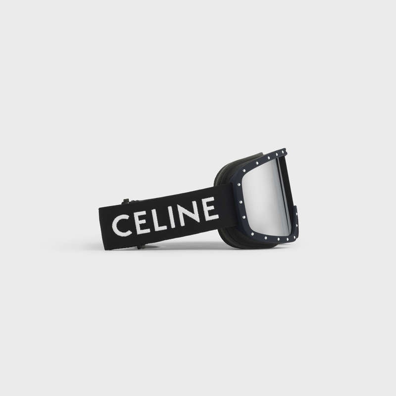 Slnecne Okuliare Celine Ski Mask In Plastic With Metal Studs & Mirror Lenses Čierne Čierne | CL-591761