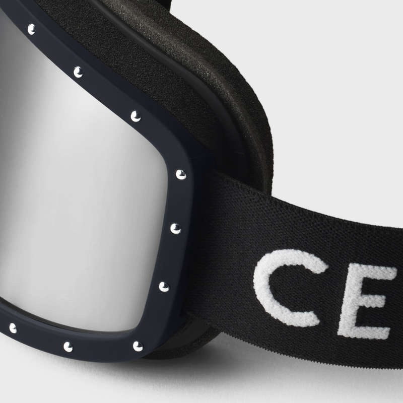 Slnecne Okuliare Celine Ski Mask In Plastic With Metal Studs & Mirror Lenses Čierne Čierne | CL-591761