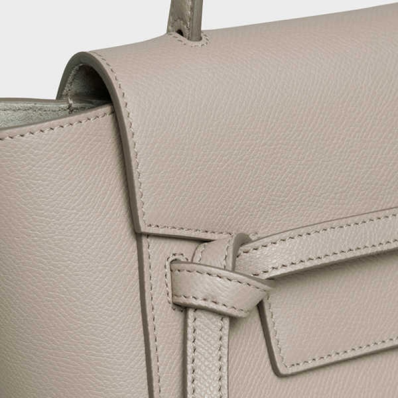 Taška Na Opasok Celine Nano In Grained Calfskin Svetlo Siva Hnede | CL-593058