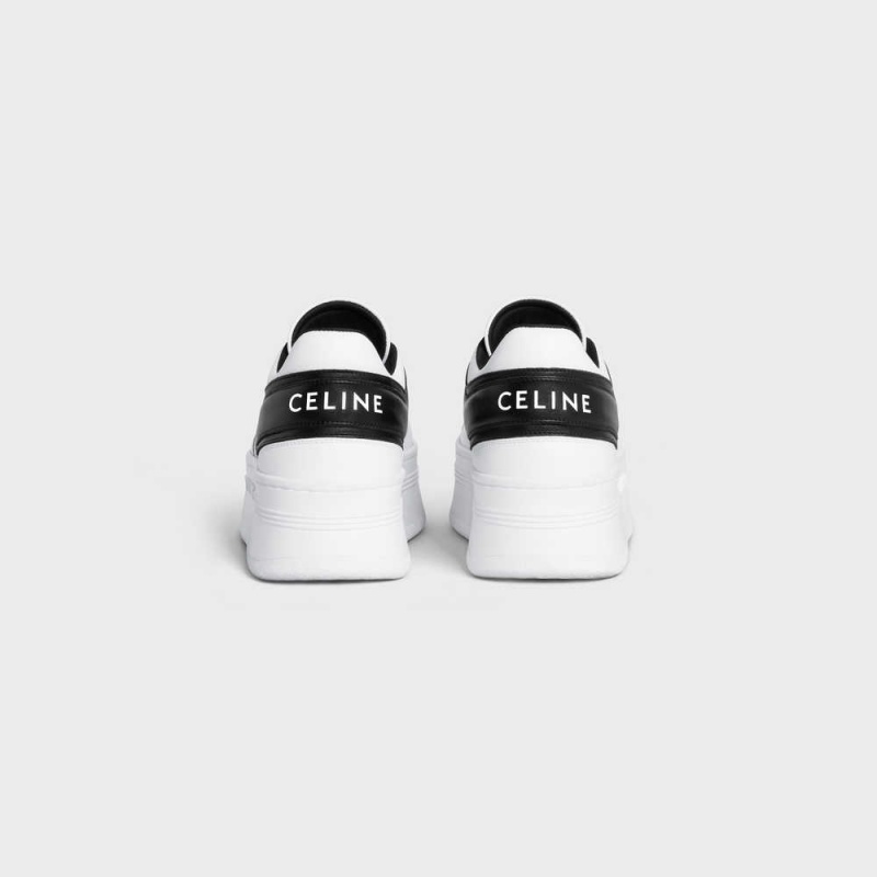 Tenisky Celine Block Sneakers With Wedge Outsole In Calfskin Biele Čierne | CL-592546