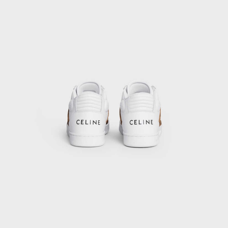 Tenisky Celine C02 Trainer Stredne With Scratch In Calfskin & Leopard Printed Semisove Calfskin Biele Čierne Hnede | CL-592543