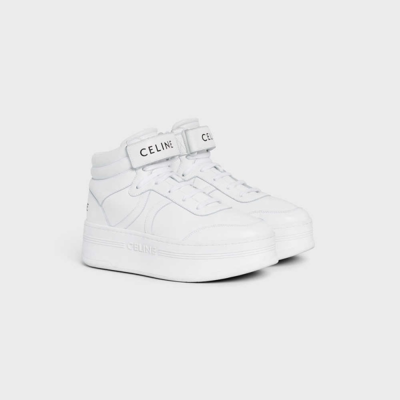 Tenisky Celine Stredne Block Sneakers With Suchý Zips And Wedge In Calfskin Biele | CL-592545