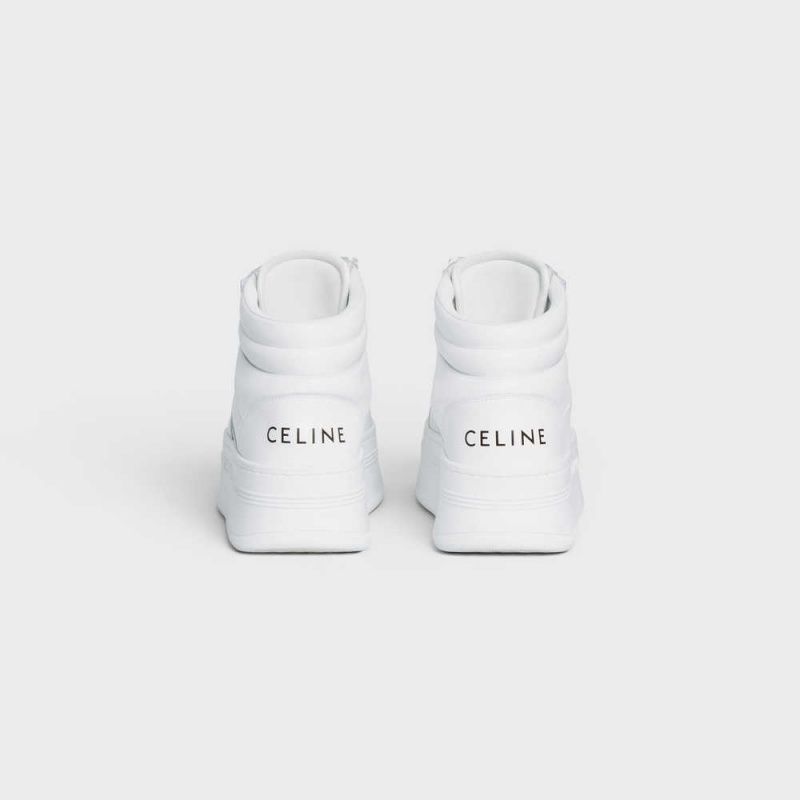 Tenisky Celine Stredne Block Sneakers With Suchý Zips And Wedge In Calfskin Biele | CL-592545