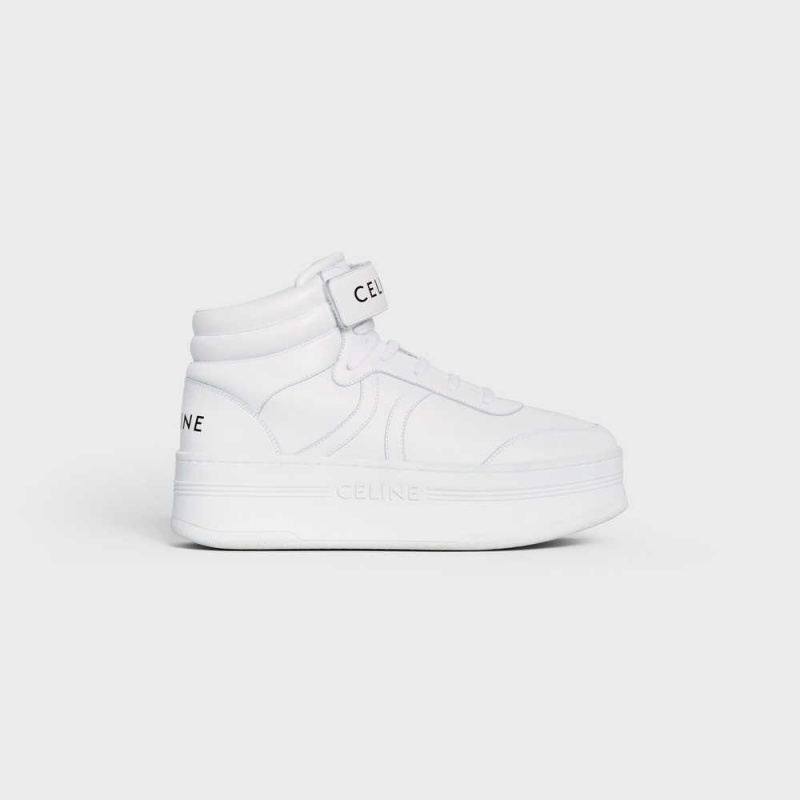 Tenisky Celine Stredne Block Sneakers With Suchý Zips And Wedge In Calfskin Biele | CL-592545