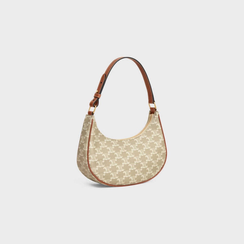 Triomphe Canvas Celine Ava Bag In And Calfskin Béžové | CL-593129