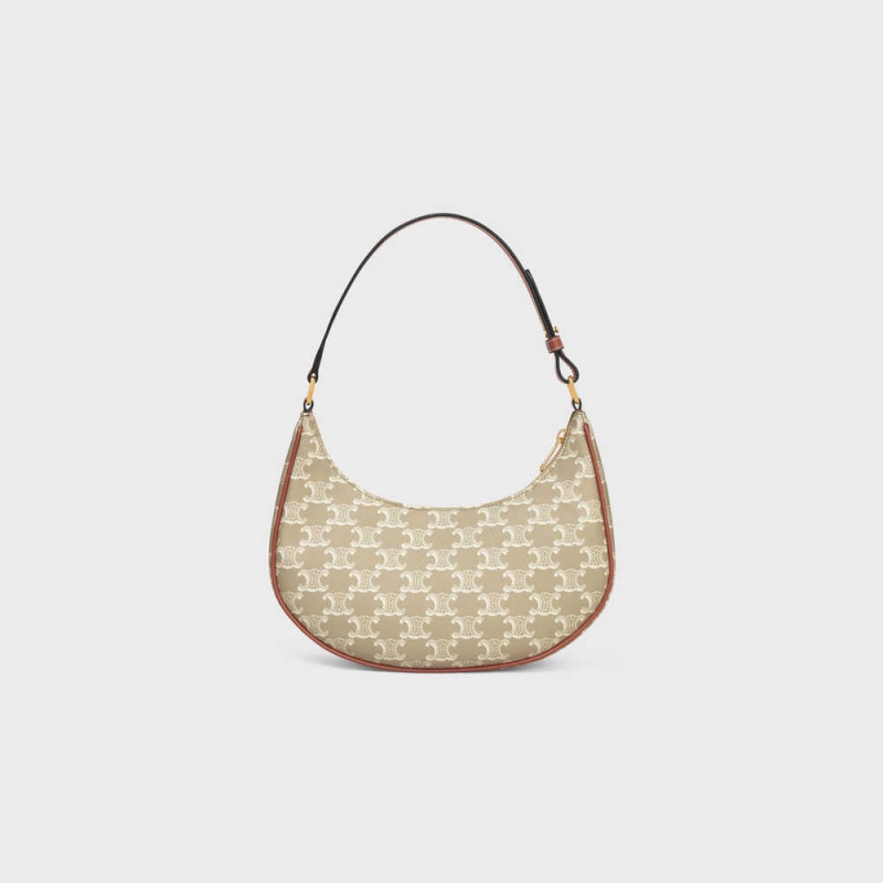 Triomphe Canvas Celine Ava Bag In And Calfskin Béžové | CL-593129